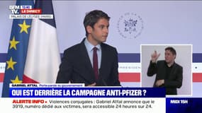 Campagne anti-Pfizer: Gabriel Attal qualifie "une manœuvre grossière" et salue "la grande responsabilité des influenceurs" qui l'ont dénoncée