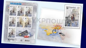 La poste ukrainienne annonce le lancement de timbres montrant l'explosion du pont de Crimée, le 8 octobre 2022