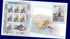 La poste ukrainienne annonce le lancement de timbres montrant l'explosion du pont de Crimée, le 8 octobre 2022