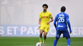 Nathan Zeze lors du match Nantes-Strasbourg (1-3, L1), le 16 mars 2024