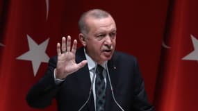 Le président turc Recep Tayyip Erdogan lors d'un meeting à Ankara, le 10 octobre 2019