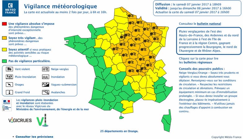 35 départements sont placés en vigilance orange neige-verglas ce samedi.