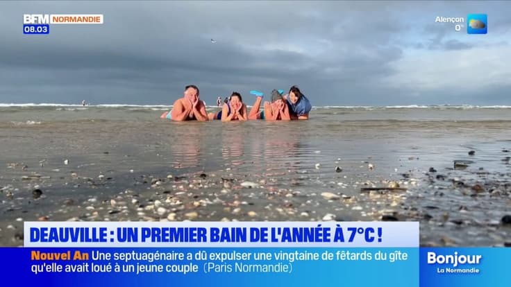 Deauville : près de 1 000 courageux pour le bain du 1er janvier