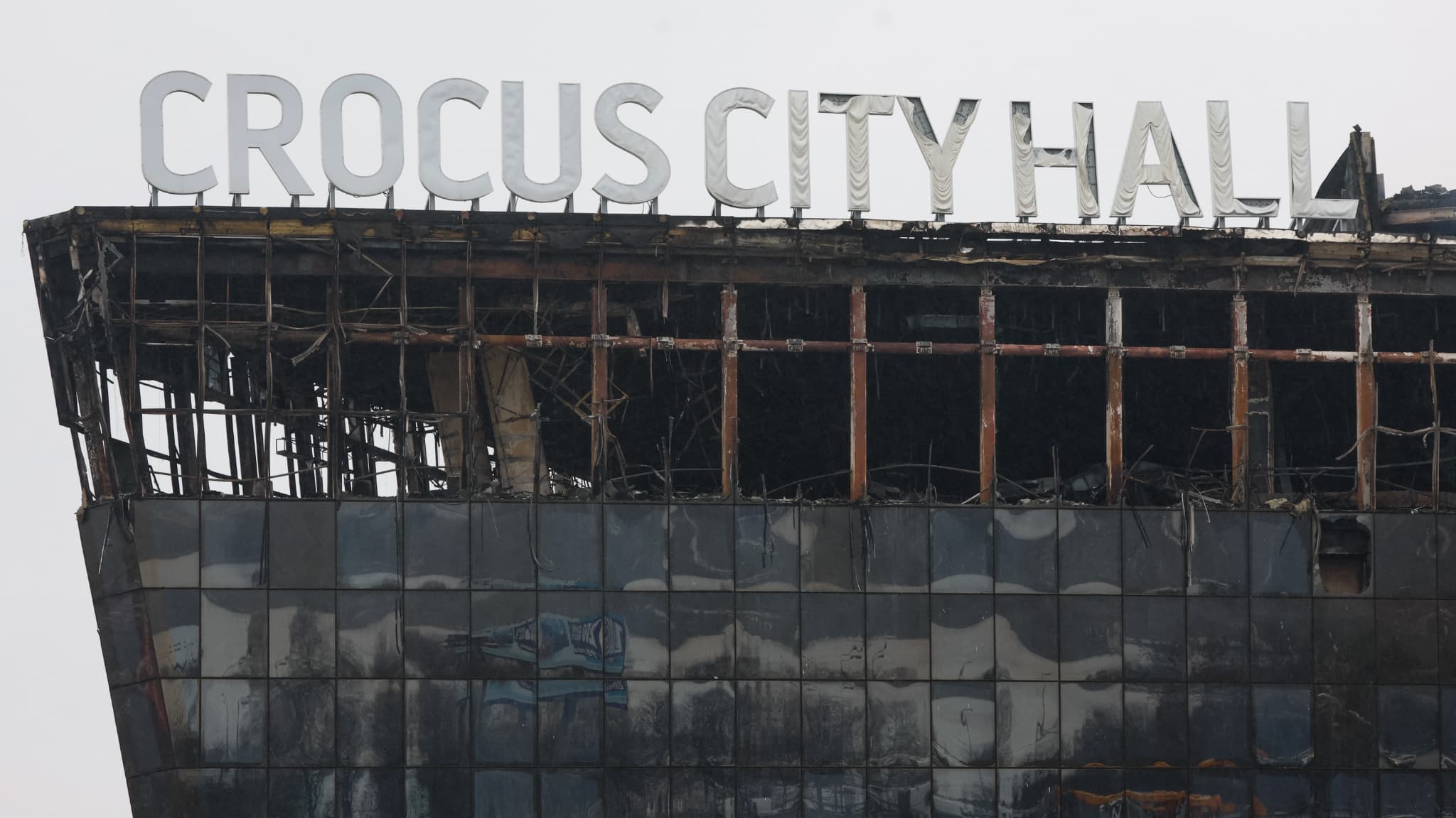 La salle de concert dans la banlieue de Moscou, cible de l'attaque terroriste. 