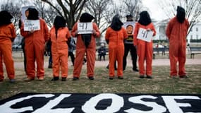 Manifestation contre la prison militaire américaine de Guantanamo, à Cuba, devant la Maison Blanche le 11 janvier 2018