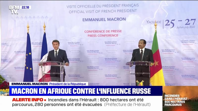 Au Cameroun, Emmanuel Macron dénonce l'influence grandissante de la Russie sur le continent africain