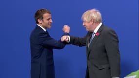 Le président français Emmanuel Macron et le Premier ministre britannique Boris Johnson le 1er novembre à Glasgow pour l'ouverture de la COP 26