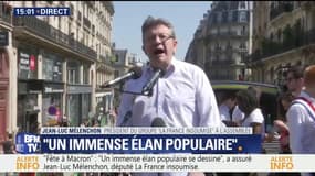 "Cheminots, la France populaire vous aime", scande Mélenchon lors de la "fête à Macron"