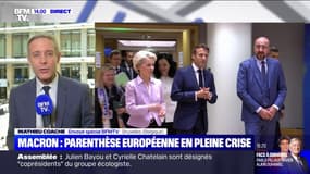 Emmanuel Macron participe à un Sommet européen, en pleine crise politique en France