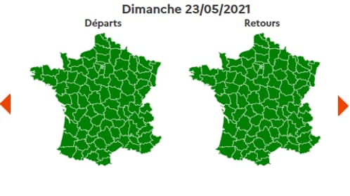Vert sur toute la France la veille du lundi de Pentecôte. Vert sur toute la France la veille du lundi de Pentecôte.