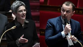 Sandrine Rousseau et  Olivier Dussopt, lors des Questions au gouvernement, le 31 janvier 2023