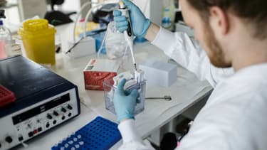 Un chercheur travaille sur un vaccin contre le Covid-19 à l'université de Copenhague le 23 mars 2020