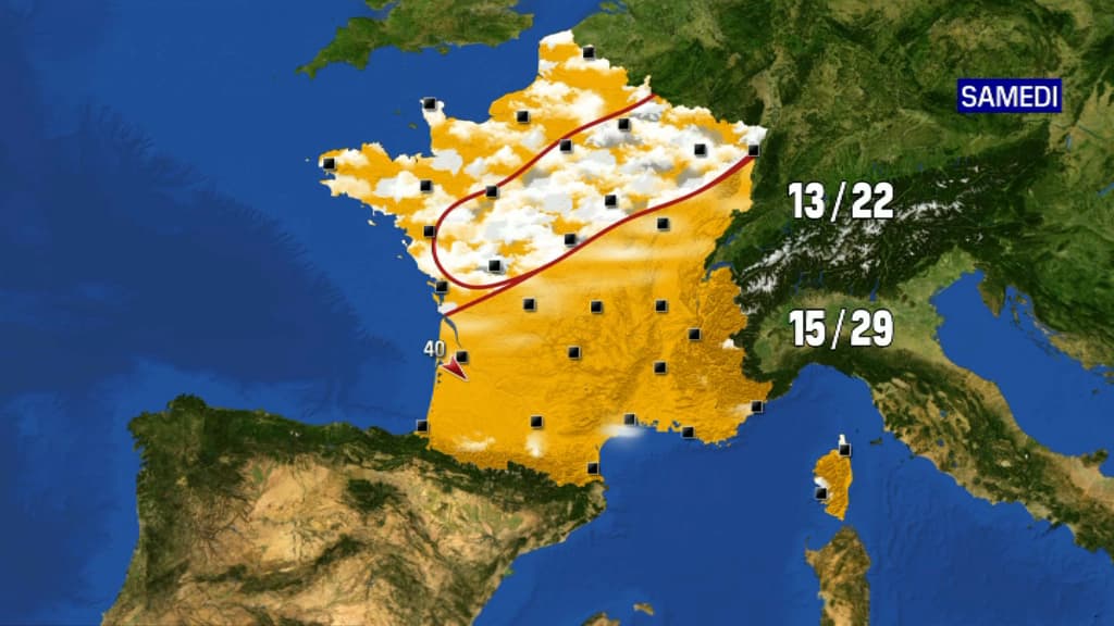 Carte de France pour la journée de samedi.