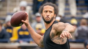 Le joueur de football américain Colin Kaepernick, à Ann Arbor (Michigan, Etats-Unis), le 2 avril 2022