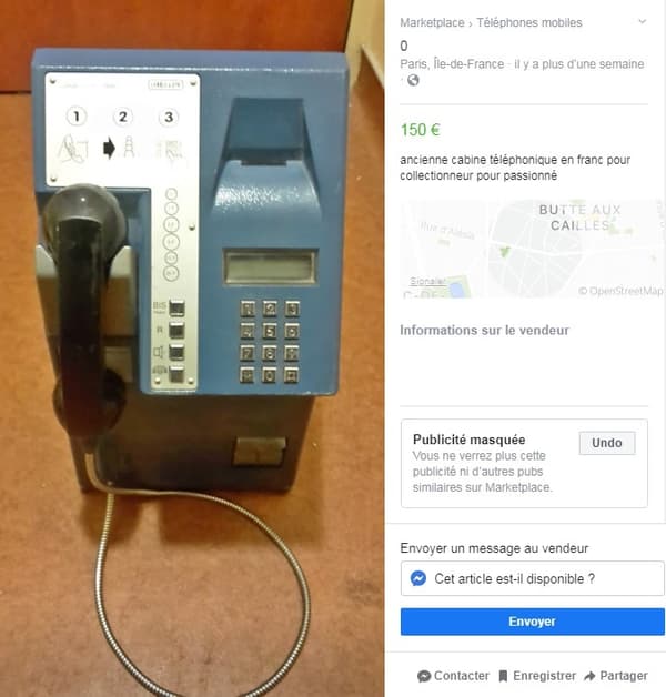 Certains combinés d'anciennes cabines téléphoniques sont vendus sur Facebook Marketplace. 