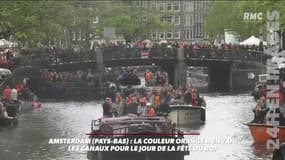A Amsterdam, aux Pays-Bas, la couleur orange a envahi les canaux pour le jour de la fête du roi