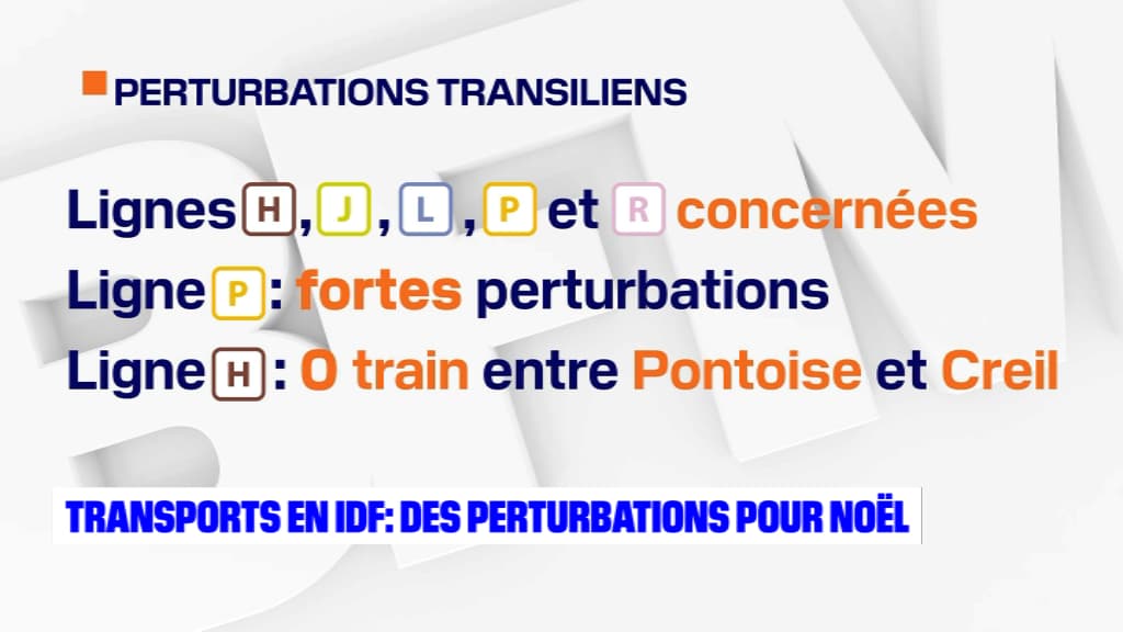 Les lignes H,J,L,P,R seront perturbées jusqu'au 26 décembre.