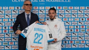 Fabrizio Ravanelli et Ismaël Bennacer lors de la présentation de l'Algérien à l'OM, le 5 février 2025