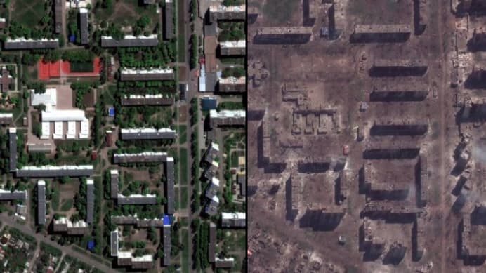 Les images montrant les destructions à Bakhmout en un an Les images montrant les destructions à Bakhmout en un an