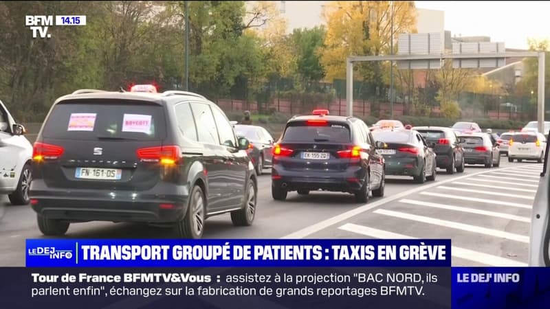 Les taxis manifestent dans plusieurs grandes villes contre une mesure du budget 2024 de la Sécurité sociale imposant le covoiturage sanitaire