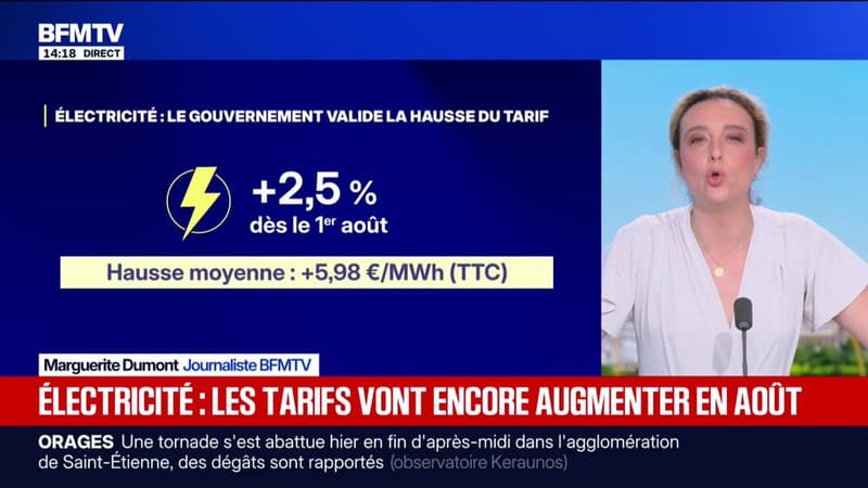 Les factures d'électricité augmenteront bien de 2,5% en août