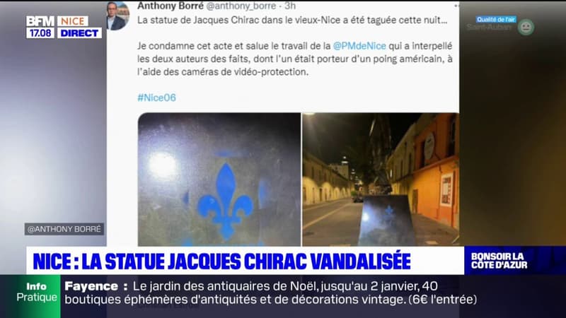 Nice: la statut de Jacques Chirac vandalisée