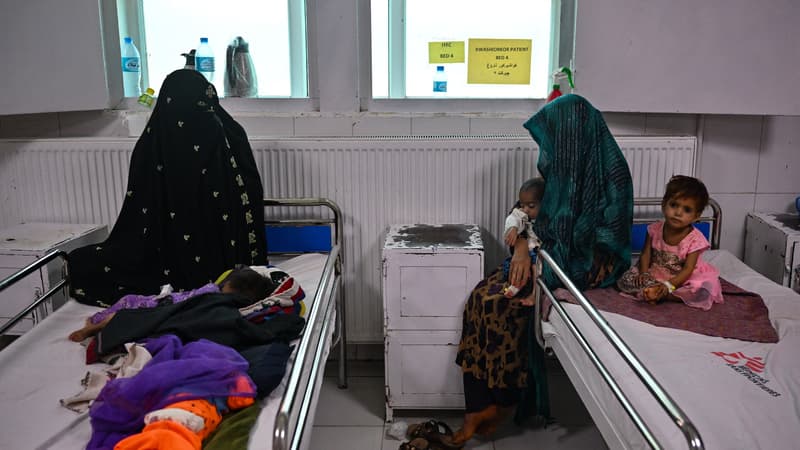 Des enfants hospitalisés pour malnutrition à l'hôpital Boost, géré par Médecins sans frontières, à Lashkar Gah, en Afghanistan, le 21 juillet 2022