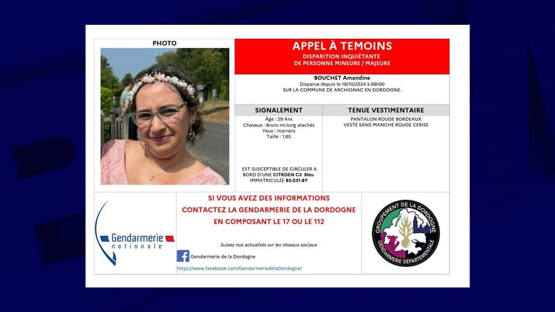 La gendarmerie de Dordogne a lancé son appel à témoins sur les réseaux sociaux samedi 19 octobre en fin de journée.