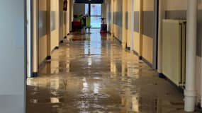 Des inondations au collège François-Mitterrand de Thérouanne en janvier 2024.