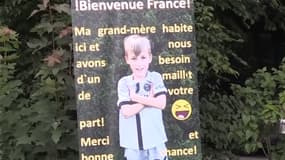L'affiche d'un jeune fan allemand demandant un maillot des Bleus 