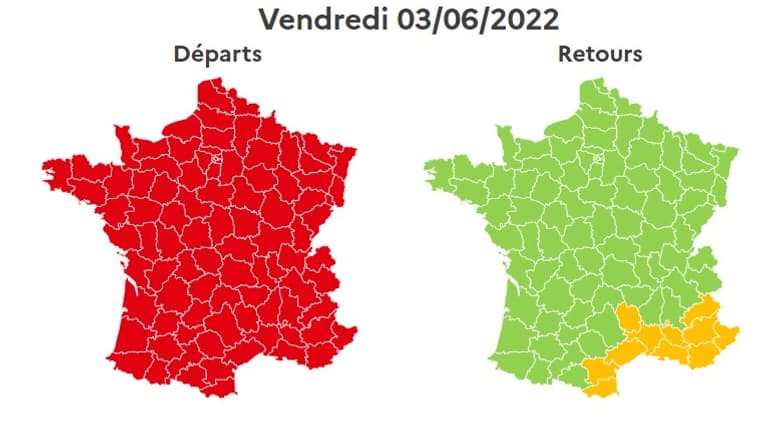 Ce vendredi est classé rouge dans le sens des départs, à la veille du week-end de la Pentecôte. Ce vendredi est classé rouge dans le sens des départs, à la veille du week-end de la Pentecôte.