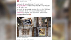 Les travaux de rénovation de la station Marx Dormoy à Paris ont laissé apparaître plusieurs vestiges.