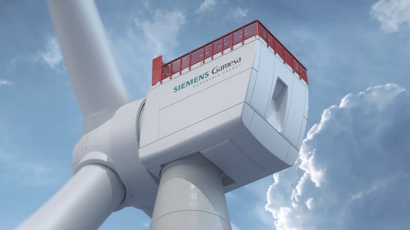 L'éolienne géante de Siemens Gamesa dispose de pales de 108 mètres de long et d'un rotor de 222 mètres de diamètre.