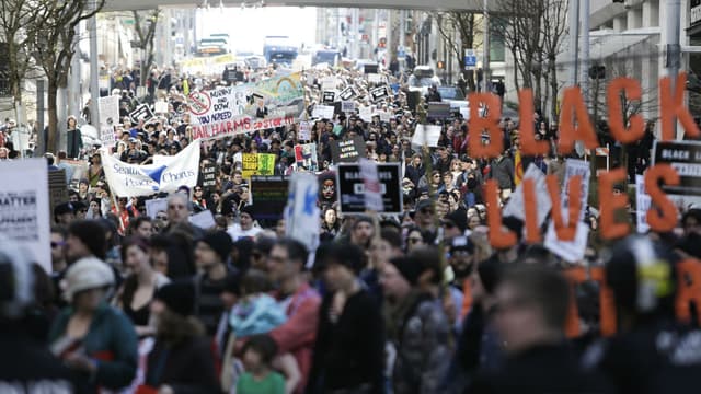 Une manifestation du mouvement Black Lives Matter à Washington le 15 avril 2017