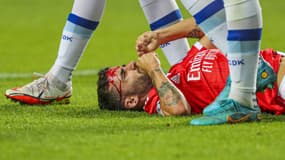 Rafa Silva à terre après son choc avec Gonçalo Ramos.