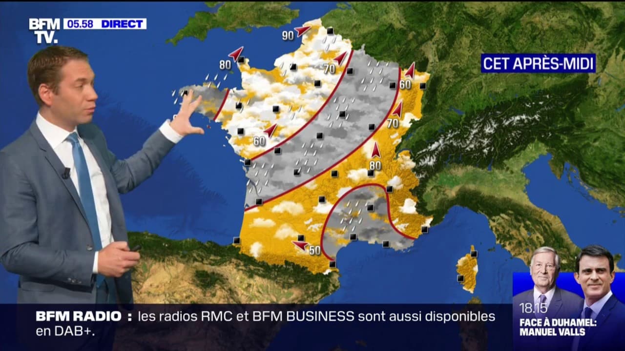 La pluie et le vent font leur retour par l'Ouest ce mercredi