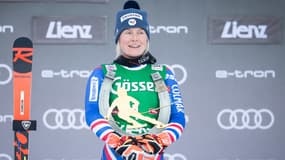 Tessa Worley sur le podium en Autriche, en décembre 2021