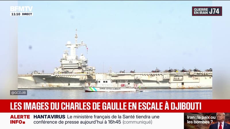 Guerre au Moyen-Orient: les images du Charles de Gaulle en escale à Djibouti