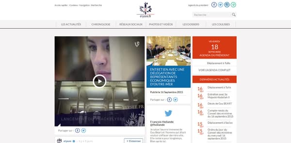 Le nouveau site Internet de l'Elysée Le nouveau site Internet de l'Elysée