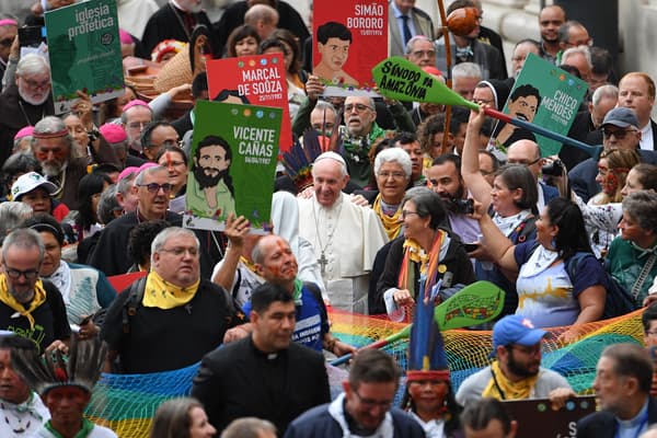 Le pape François lors de l'ouverture d'un synode sur l'Amazonie au Vatican, le 7 octobre 2019.
