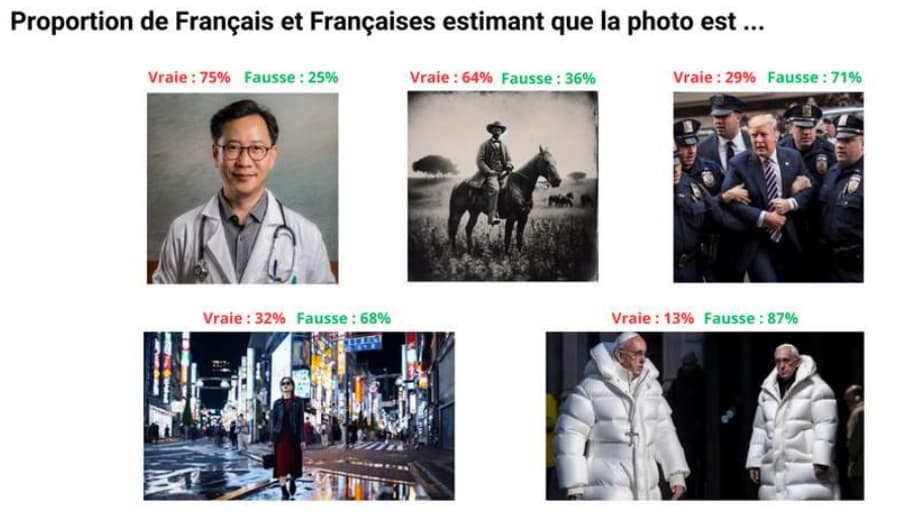 Proportion de Français estimant que la photo est vraie ou fausse / Crédits : IFOP x Alucare Proportion de Français estimant que la photo est vraie ou fausse / Crédits : IFOP x Alucare