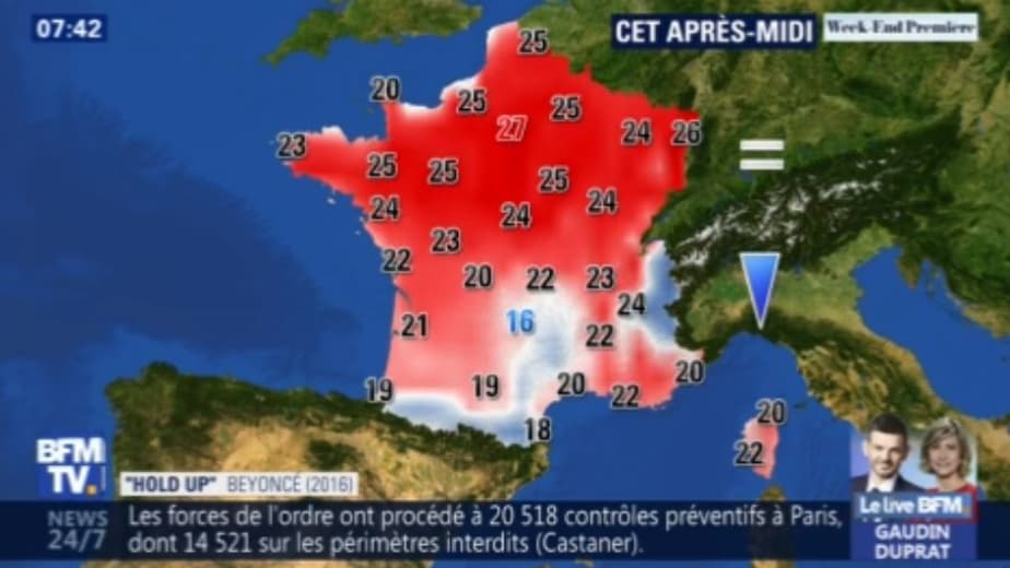 Températures prévues pour le 21 avril 2019 après-midi