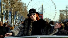 Régine lors d'une parade sur les Champs-Elysées à Paris le 1er janvier 2015 