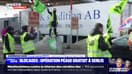 Opération péage gratuit à Senlis, dans l'Oise, pour protester contre la réforme des retraites