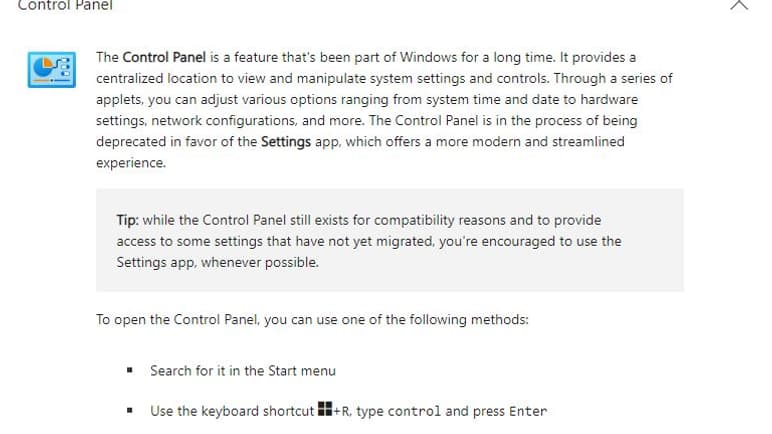 Le panneau de configuration de Windows va disparaître