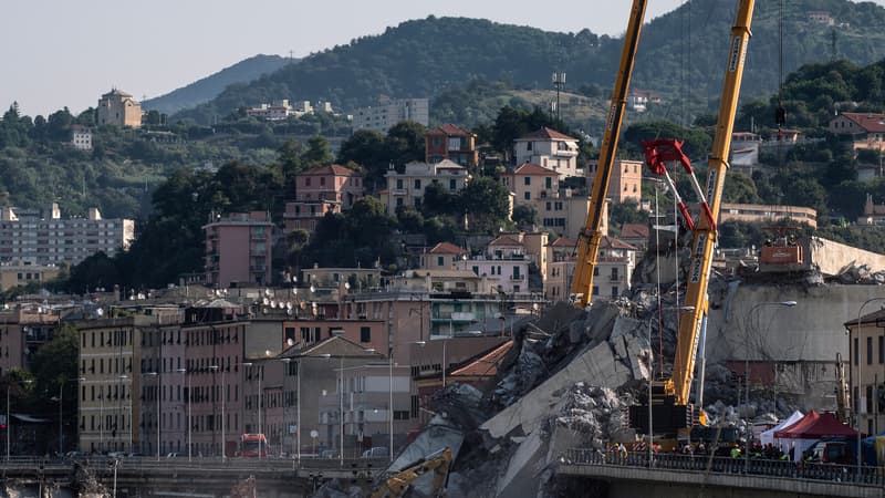 Le pont effondré à Gênes.