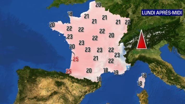 Les températures lundi après-midi