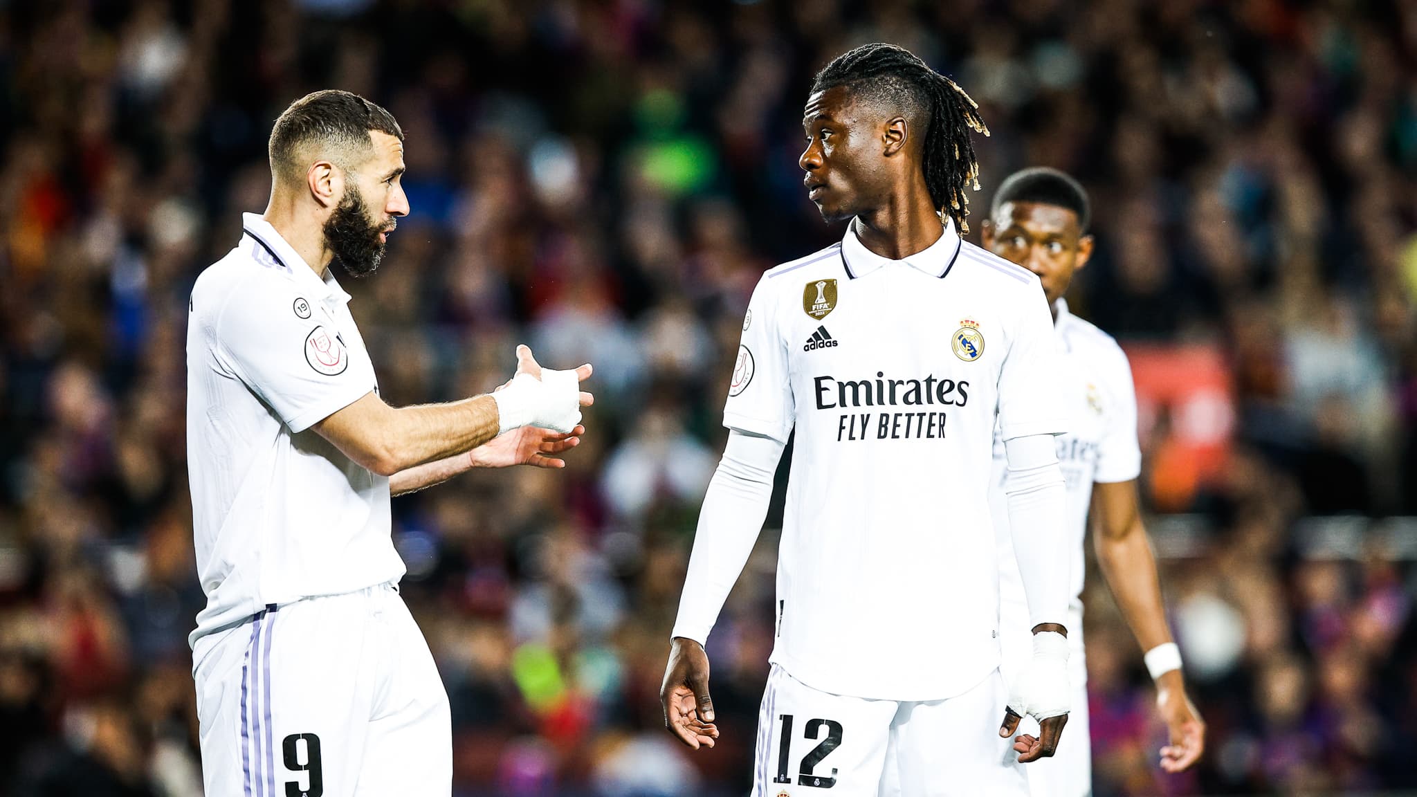 Karim Benzema et Eduardo Camavinga avec le Real Madrid.