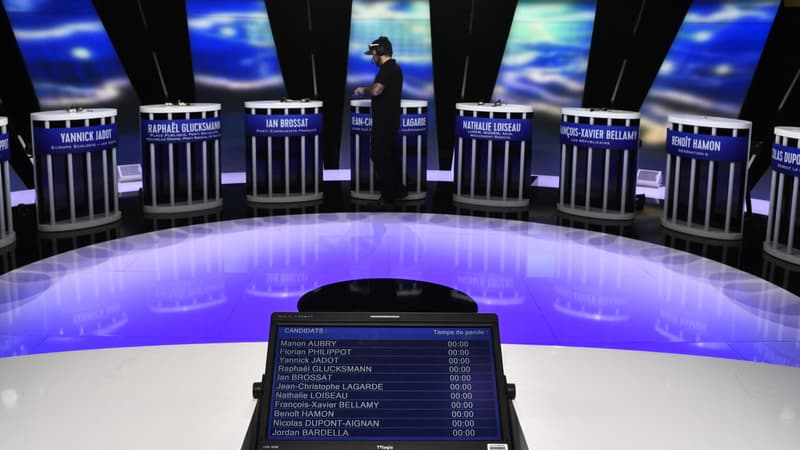 Photo prise le 23 mai 2019, lors d'un débat réunissant les principales têtes de liste aux élections européennes, diffusé sur BFMTV. 