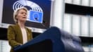 La présidente de la Commission européenne, Ursula von der Leyen, prononce son discours lors d'une séance plénière au Parlement européen à Strasbourg, dans l'est de la France, le 10 septembre 2025.